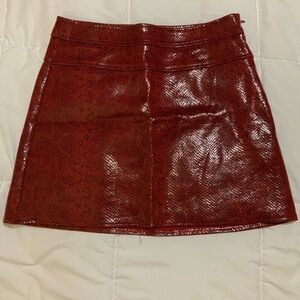 Zara Shiny Red Snake Print Mini Skirt
